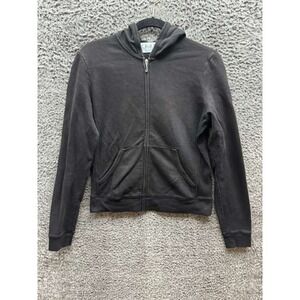 Vintage Y2k Juicy Couture Fleece Full Zip Hooded Jacket Black Womens Size XL